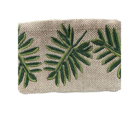 Unbranded Cream Leaf Embroidered Clutch Makeup Bag - Picture 2 of 5